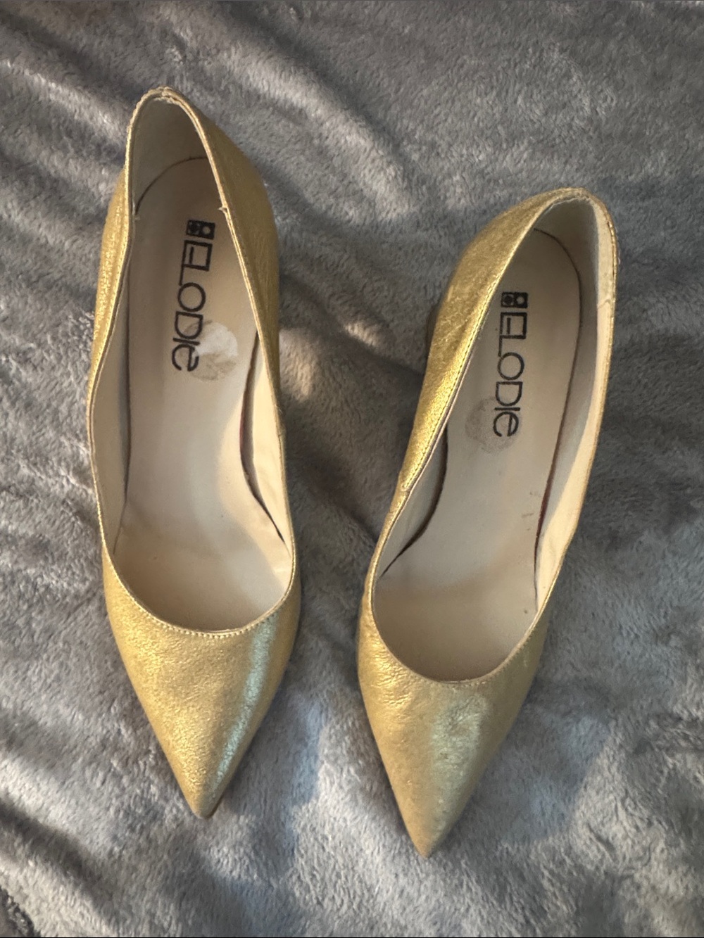 Elodie Shimmery Gold Pointed Toe Stiletto Heels